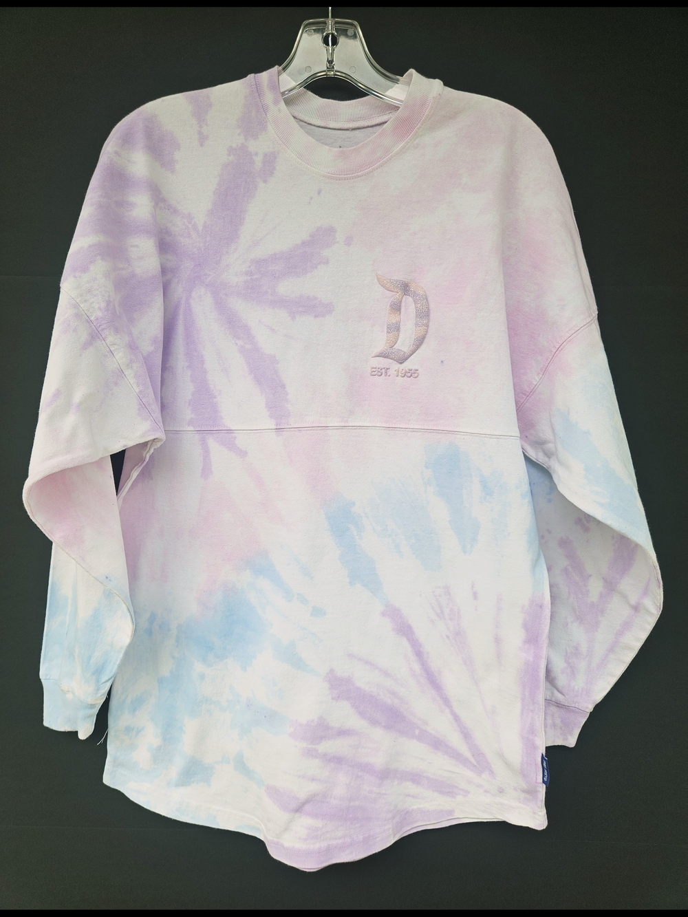 EUC Disney Parks Disneyland Spirit Jersey S Lilac Blue Tie Dye Glitter Shirt